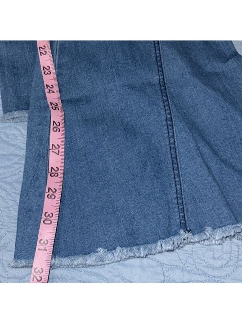 Womens XL Denim Bell-Bottom Jeans With Frayed Hem - Picture 12 of 13